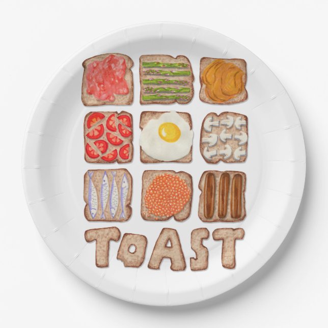 Breakfast Toast Paper Plates (Front)