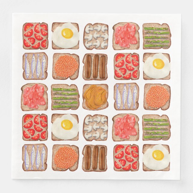 Breakfast Toast Pattern Paper Napkins (Front)