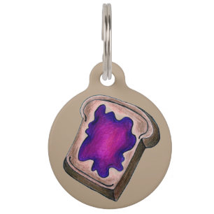 Breakfast Toast w/ Grape Jelly Jam Dog Pet Tag
