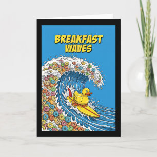 Breakfast Waves Humor Duck Surfer Surfing Unique F Card