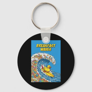 Breakfast Waves Humor Duck Surfer Surfing Unique F Key Ring