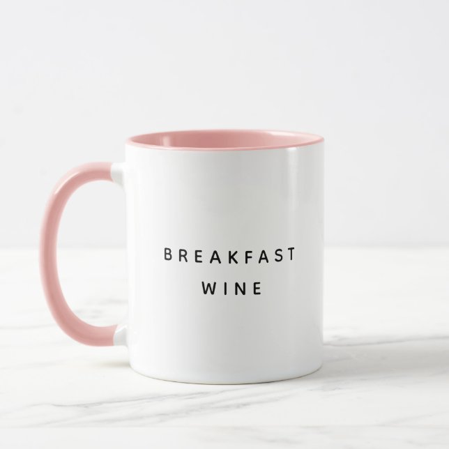 Breakfast Wine Funny Cute Trendy Quote Two-Tone Mug (Left)