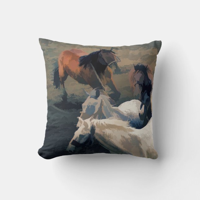 Breaking Away   -  Wild Horses Cushion (Front)