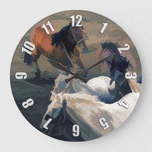 Breaking Away  -  Wild Horses Large Clock