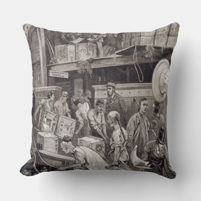 Breaking Bulk on Board a Tea Ship in the London Do Cushion (Front)