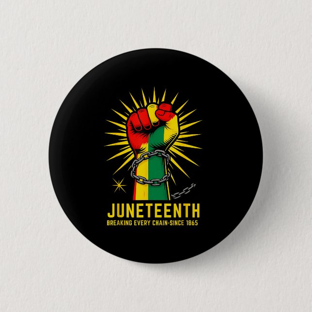 Breaking Every Chain Since 1865 Juneteenth Black H 6 Cm Round Badge (Front)
