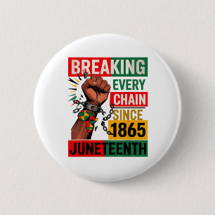 Breaking Every Chain Since 1865 Juneteenth Black H 6 Cm Round Badge