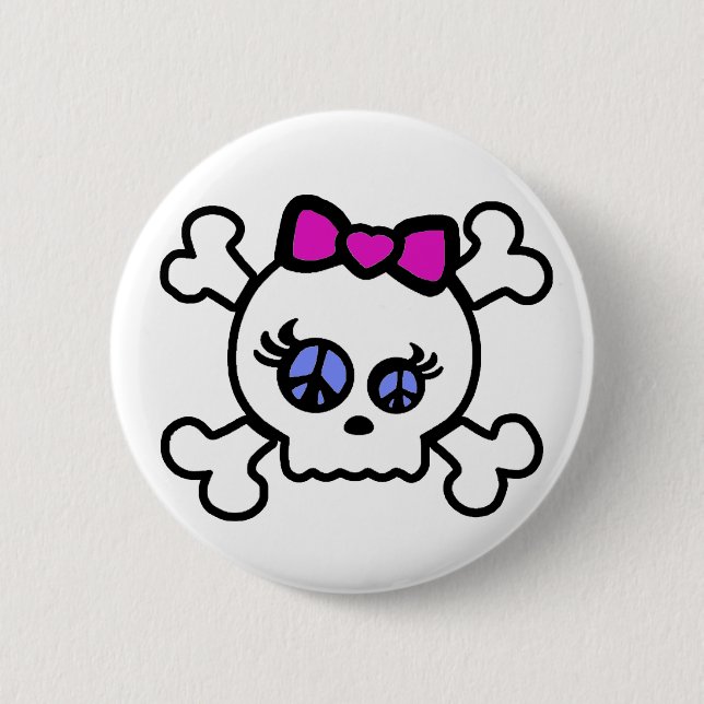 Breaking Fourth Comic Button; HellzGurl Skull Logo 6 Cm Round Badge (Front)