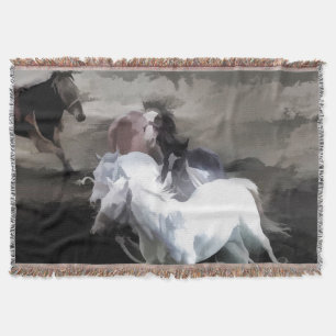Breaking Free - Wild Horses Throw Blanket