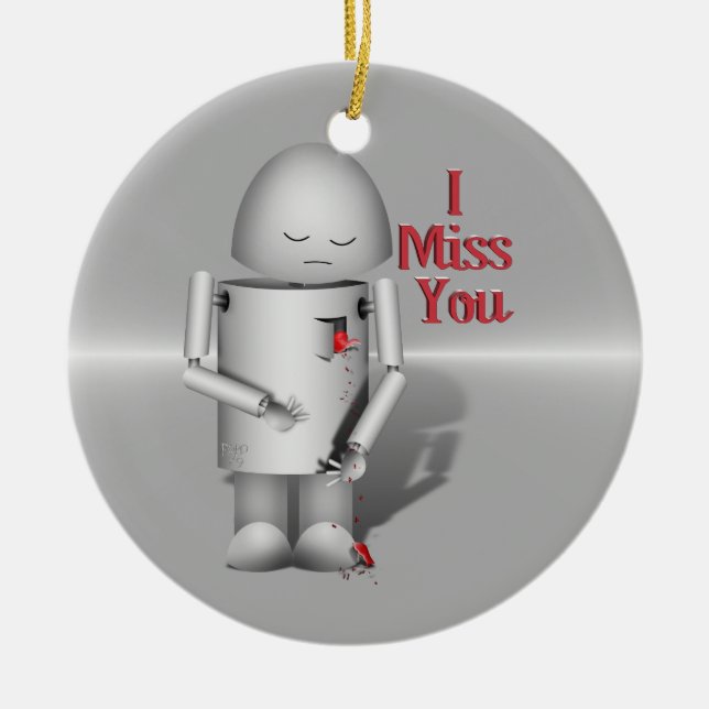 Breaking Heart - I Miss You Ceramic Tree Decoration (Front)