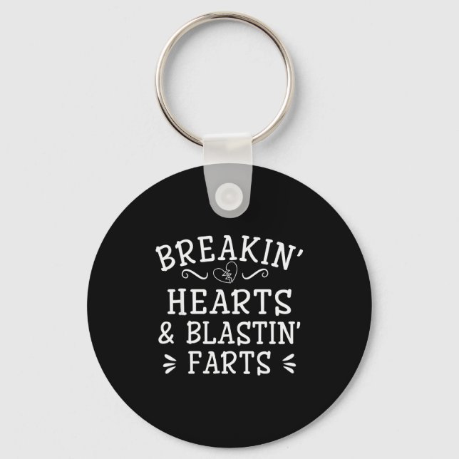 Breaking Hearts And Blasting Farts Kids Funny  Key Ring (Front)