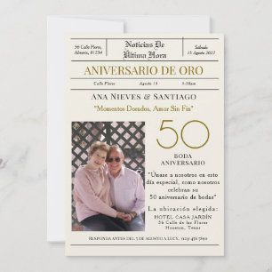 "Breaking News" Golden Wedding Anniversary Photo Invitation