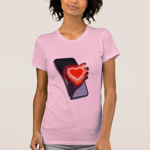 Breaking Screen Heart Optical Illusion T-Shirt Des