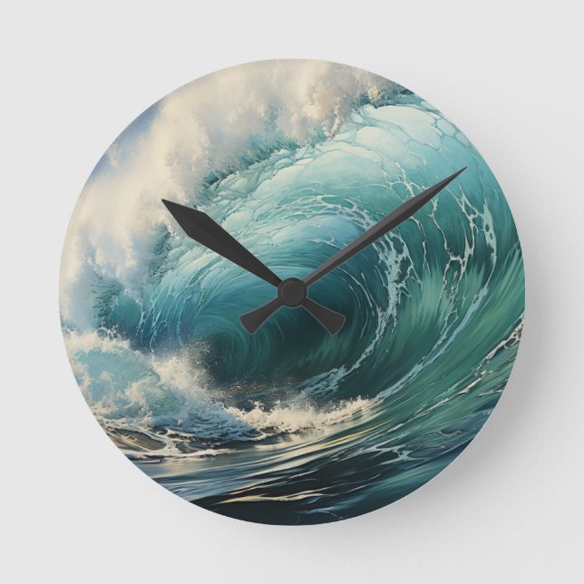 Breaking Surf Painting Theme Round Clock (Front)