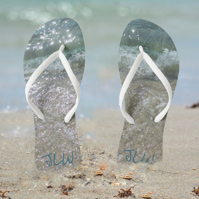 Breaking Surf with Initials Jandals (Creator Uploaded)