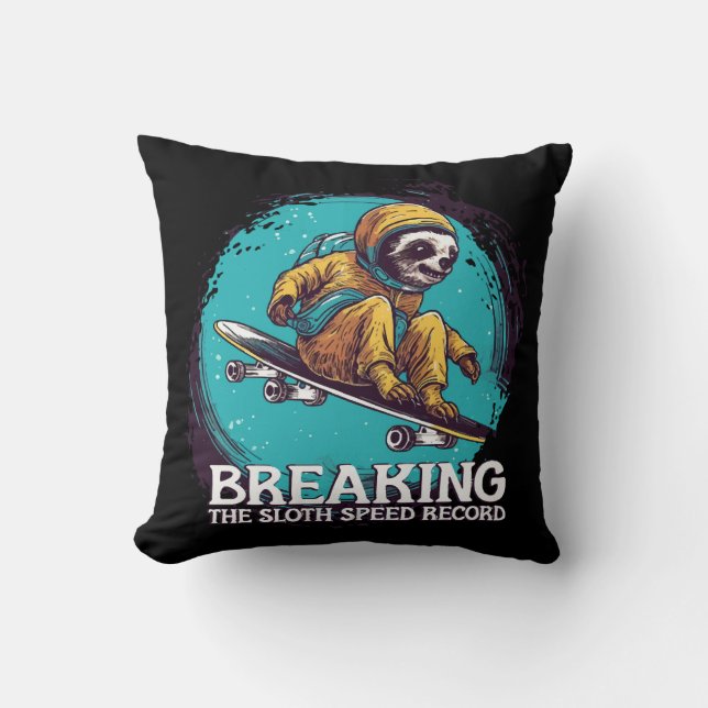 Breaking the Sloth Speed Record Cushion (Front)