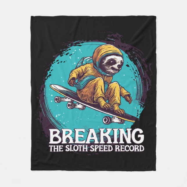 breaking the sloth speed record fleece blanket (Front)