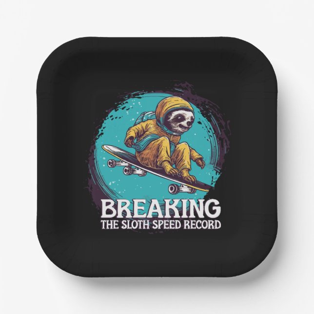 breaking the sloth speed record paper plate (Front)