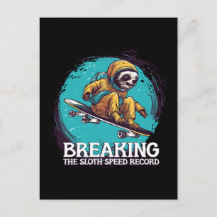breaking the sloth speed record postcard