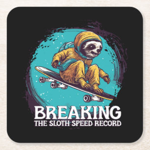 Breaking the Sloth Speed Record Square Paper Coaster