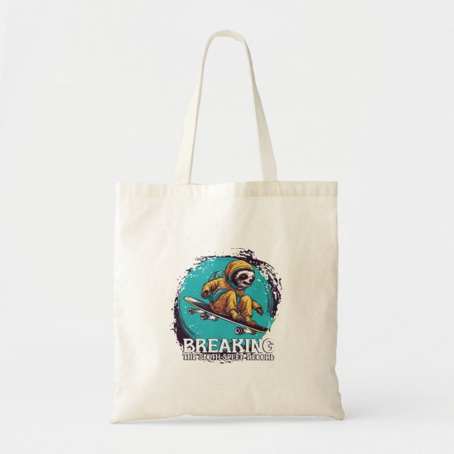breaking the sloth speed record tote bag (Front)