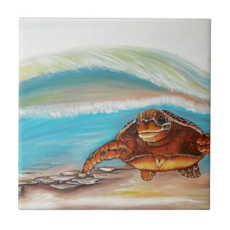 Breaking the Water's Crest Sea Turtle Tile