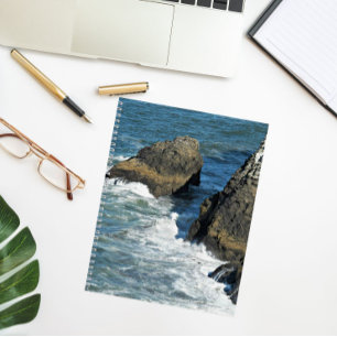 Breaking Waves on Rocky Coastline Photo Notebook
