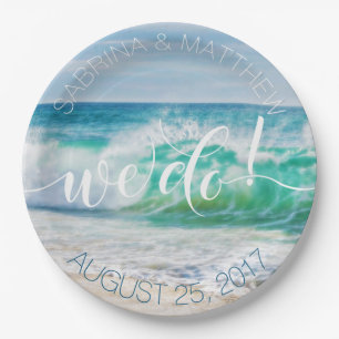 Breaking Waves WE DO Beach Wedding Plates