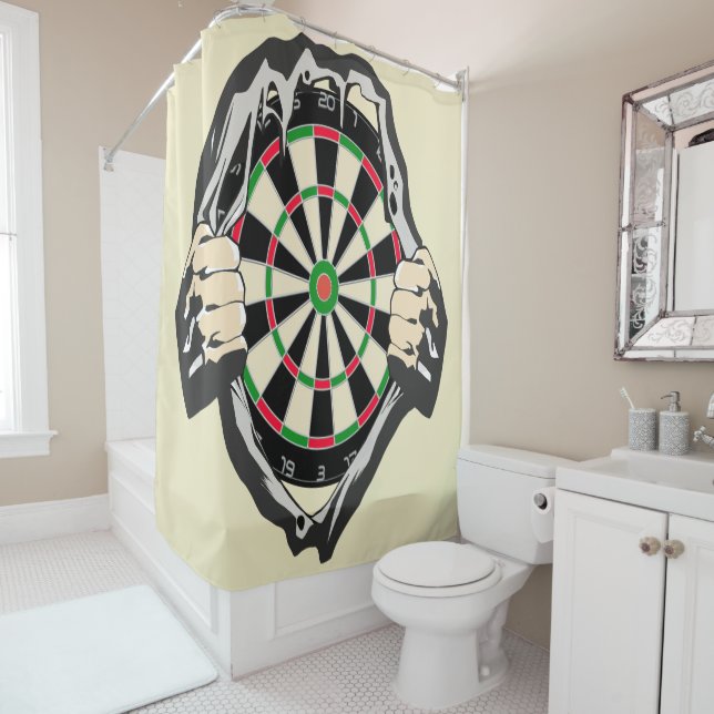 Breakthrough to the Bullseye – Ultimate Dartboard  Shower Curtain (In Situ)
