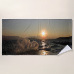 Breakwater in Croatia beautiful sunset Beach Towel