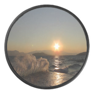 Breakwater in Croatia beautiful sunset      Hockey Puck