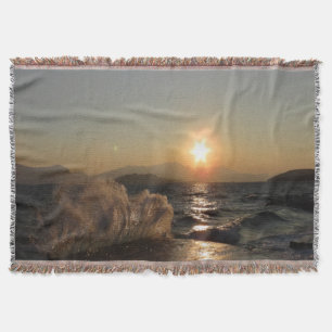 Breakwater in Croatia beautiful sunset        Throw Blanket