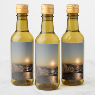 Breakwater in Croatia beautiful sunset Wine Label