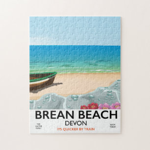 Brean Beach Devon vintage travel poster Jigsaw Puzzle