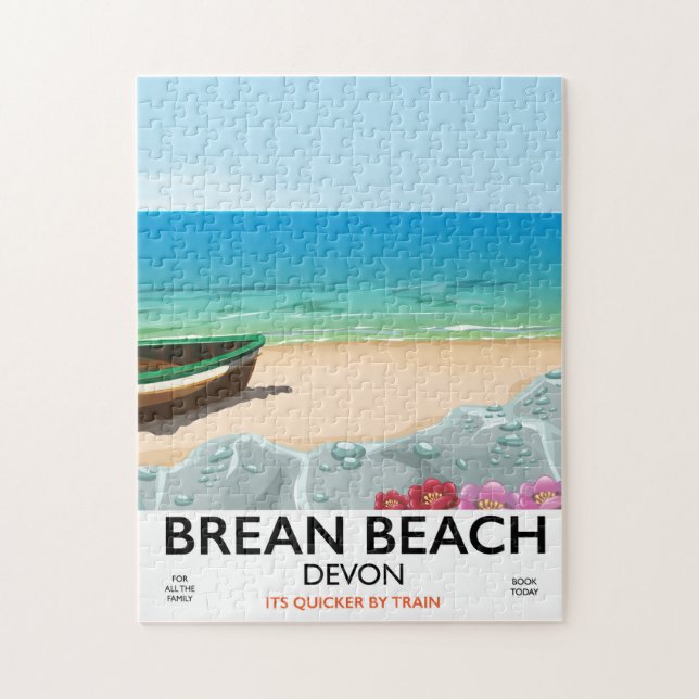 Brean Beach Devon vintage travel poster Jigsaw Puzzle (Vertical)