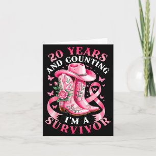 Breast Cancer 20 Years Survivor Nk Ribbon Cowgirl  Card
