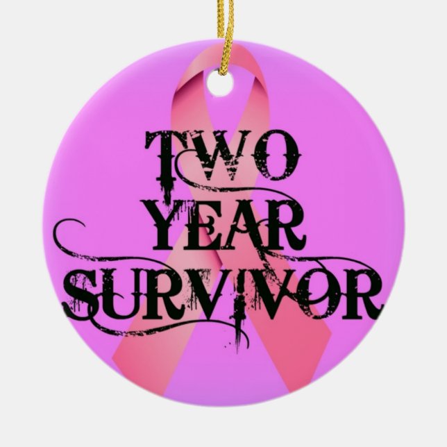 Breast Cancer 2 Year Survivor Ceramic Tree Decoration (Front)