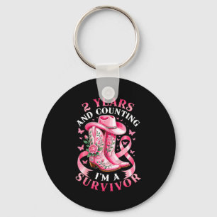 Breast Cancer 2 Years Survivor Nk Ribbon Cowgirl G Key Ring