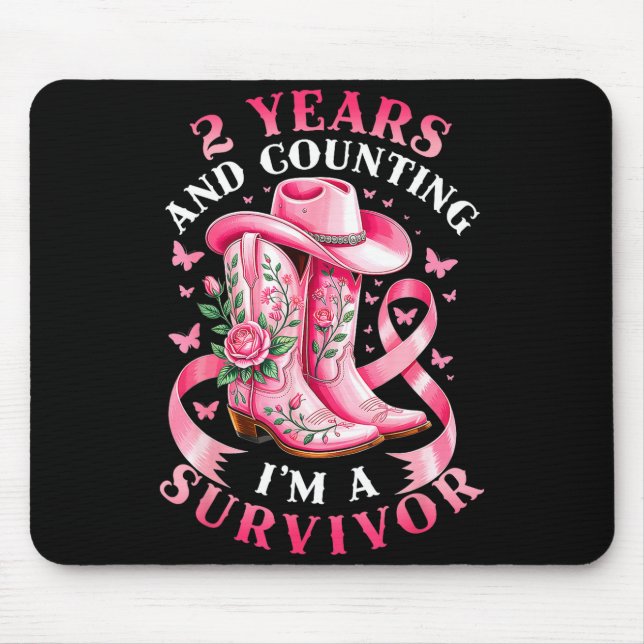 Breast Cancer 2 Years Survivor Nk Ribbon Cowgirl G Mouse Pad (Front)
