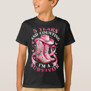 Breast Cancer 5 Years Survivor Nk Ribbon Cowgirl G T-Shirt