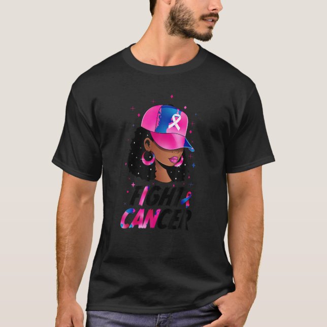 Breast Cancer African American Black Women Warrior T-Shirt (Front)