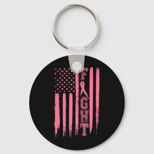 Breast Cancer American Flag Breast Cancer Survivor Key Ring