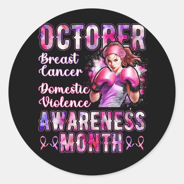 Breast Cancer And Domestic Violence Awareness Mont Classic Round Sticker (Front)