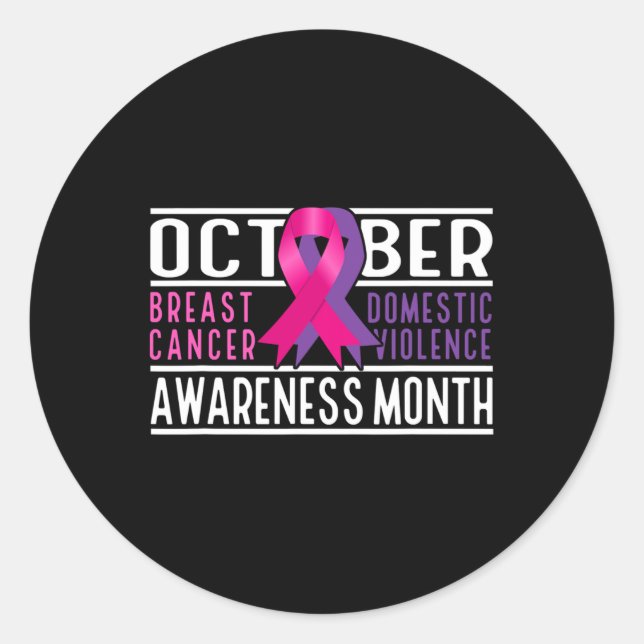 Breast Cancer And Domestic Violence Awareness Mont Classic Round Sticker (Front)