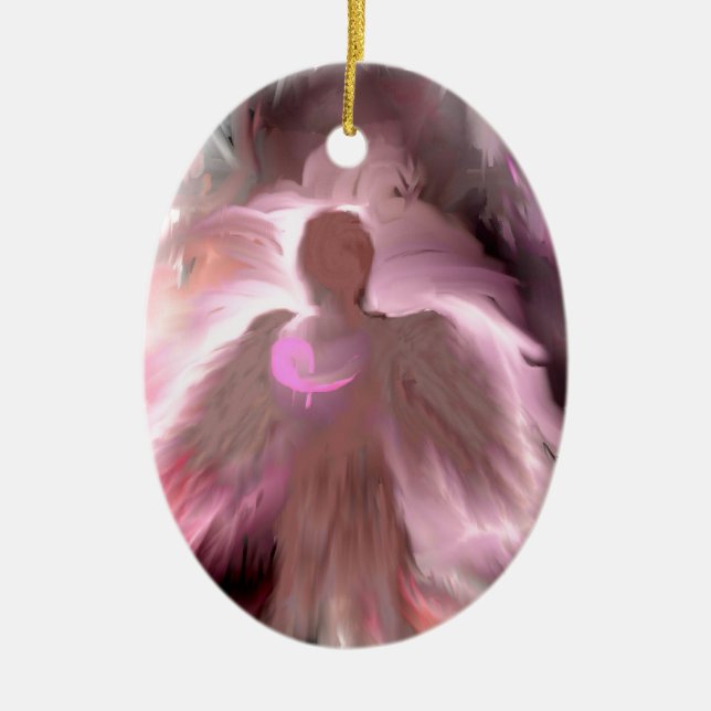 Breast Cancer Angel Ceramic Tree Decoration (Front)