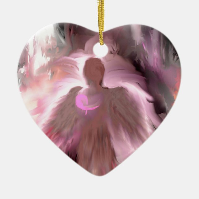 Breast Cancer Angel Ceramic Tree Decoration (Front)