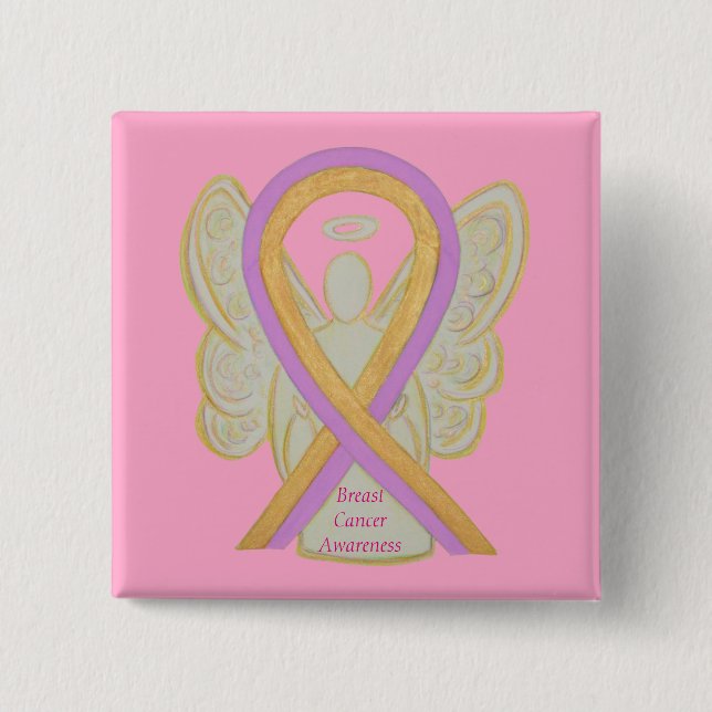 Breast Cancer Angel Hot Pink Awareness Ribbon Pins (Front)