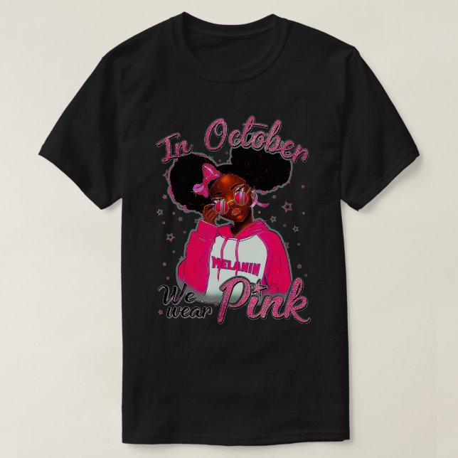 Breast Cancer Awareness African American Black Que T-Shirt (Design Front)
