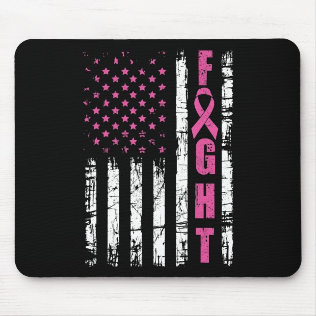Breast Cancer Awareness American Flag Fight Pink R Mouse Pad (Front)
