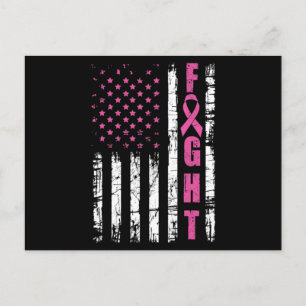 Breast Cancer Awareness American Flag Fight Pink R Postcard